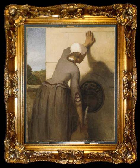 framed  William Morris Hunt Girl at the Fountain, ta009-2